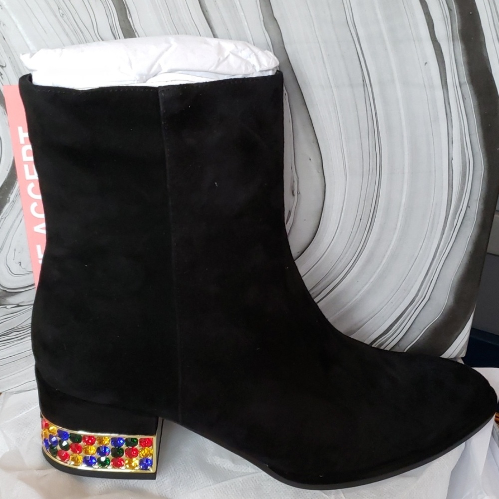 Jeffrey Campbell New Boots Jewel HEEL BLACK Suede NIB CHIC Womens πHP - Picture 9 of 17